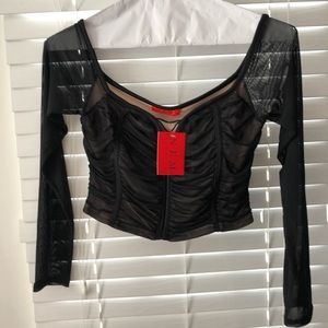 Black zippered mesh top